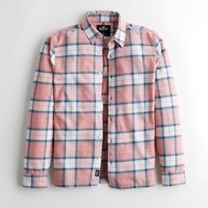 *SOLD*FLANNEL SHIRT in Pink faded Red Salmon Plaid